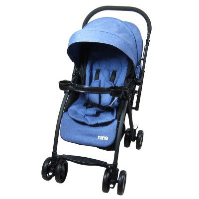 Nina Stroller Cum Pram N10 Snow and Blue