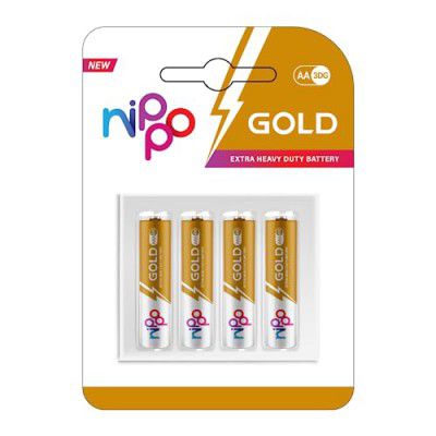 Nippo 3DG Gold AA Battery | 1.5 V | Pack of 4 | 18 Months Shelf Life | for Toys, Remotes, Clocks, Wireless Mouse & More