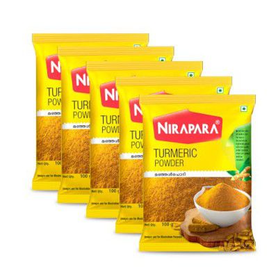 Nirapara Turmeric Powder for Incredible Taste and Flavour| Perfectly Grounded | 100g x 5 | 500 gms