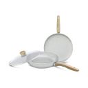 NIRLEP Joy Series 25 cm Tawa & 20cm Frying Pan with Glass lid Set|Granite Non-Stick Set| Induction Base| Easy Cooking| Easy to Clean| Soft Touch Handles | Cookware Set| 1-Yr Warranty by Bajaj| Grey...