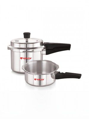 NIRLON 0 Silver Aluminium Induction Base 2 Outer Lid Pressure Cooker