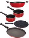 Nirlon 2 Layer Non-Stick Coated Non-Induction PFOA Free Kitchen Utensil Set Offer, Red and Black...
