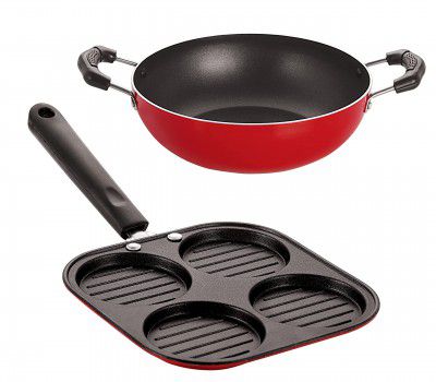 Nirlon 2 Pieces Non Stick Stain Resistance Non-Induction Kitchen Essential Cookware Set