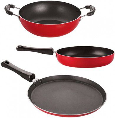 NIRLON 26mm_FT10_FP10_KD10 Non-Stick Coated Cookware Set (Aluminium, 3 - Piece)
