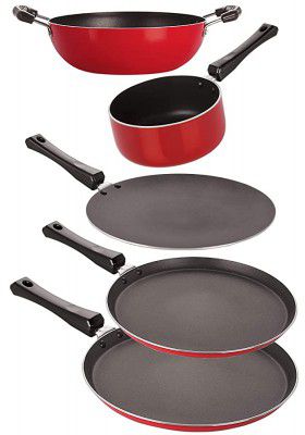 Nirlon 3 Layer Non-Stick Coated Gas Compatible Cooking Utensils Set Offer, 5 Piece