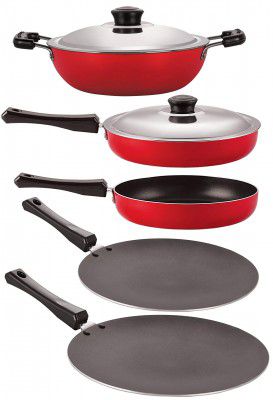 Nirlon 3 Layer Non-Stick Coated Gas Compatible Cookware Essential Set Offer, 5 Piece Set
