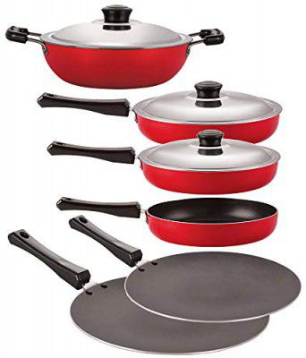 Nirlon 3 Layer Non-Stick Coated Gas Compatible Kitchenware Essential Combo Set, 6 Piece Set