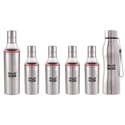NIRLON 6PCS Oil Pot and Water Bottle Combo Set Pack of 06