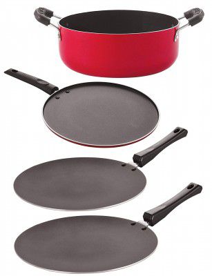 Nirlon Aluminium Cookware Set, 4-Pieces,(CT11_CT12_ST12_CS24)