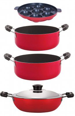 NIRLON Aluminium Non Stick Cooking Pots & Pans Set, 4 Pieces(DKD(J)_CS20_AP7_CS24)
