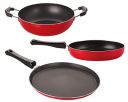 Nirlon Aluminium Non Stick Cookware Pots and Pans Set with Bakelight Handle, Red...