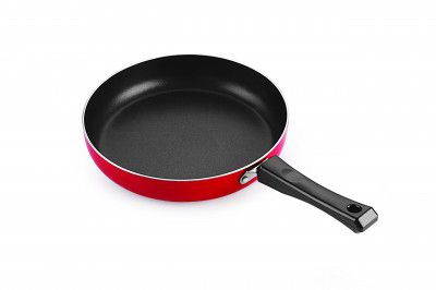 Nirlon Aluminium Non-Stick Fry Pan, 20 cm, Red and Black