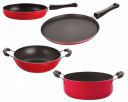 Nirlon Aluminium Non Stick Kitchen Utensil for Cooking Pots and Pan Set of 4 Pieces (FT13_FP10_KD12_CS24)