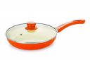 Nirlon Ceramic Nonstick Aluminium Induction Frying Pan with Lid, 1.5 litres, Orange...