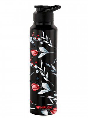 NIRLON Classic Flip UV Printed Single Wall Stainless Steel Sipper Cap Water Bottle 1000ml 