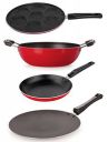 NIRLON Classic Range Non-Stick Heavy Gauge Aluminium Cookware Silver Gift Set 4pcs...