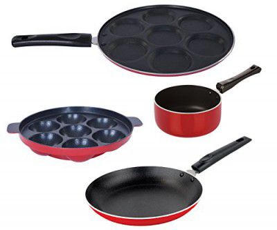 Nirlon Dishwasher Safe Non-Stick Aluminium Kitchen Cooking Essential Combo 4 Piece