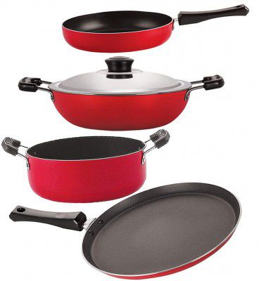 Nirlon Dishwsher Safe Non Stick Gift Cookware Set of 4 Pieces (FT13_FP11_DKD(J)_CS24)