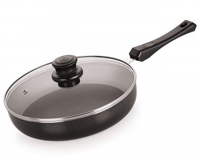 Nirlon Fry Pan with Glass Lid, Heat-Resistant Handle