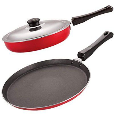 Nirlon Gas Compatible Non-Stick Aluminium Tawa and Fry Pan Cookware Set