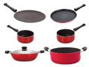 Nirlon Gas Compatible Non-Stick Non Induction Aluminium Cookware Set of 6 Pieces (CT12_DKDB_SPM_SPB_Cass20_FT12)...