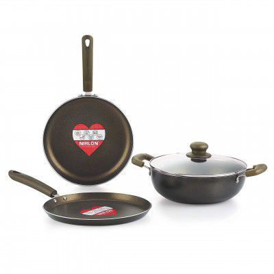 Nirlon Gold Rush Cookware Set, 4-Pieces