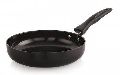 NIRLON Hard Anodised Tapper Fry Pan Gas Stove Compatible 22cm(Black)