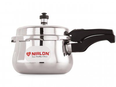NIRLON Induction and Gas Stove Compatible Outer Lid Belly Triply Stainless Steel Pressure Cooker, 1.5 Liters