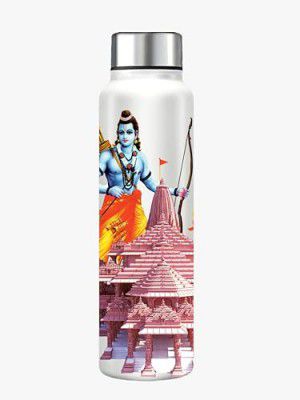 NIRLON Jay Shree Ram UV Printing & 3D Embossed Water Bottle, Stainless Steel Bottle 1000ML