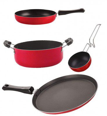Nirlon Kitchen Accessories for Cooking Non Stick Aluminium cookware Set of 4 Pieces (FT13_FP10_VG_CS24)