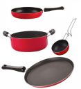 Nirlon Kitchen Accessories for Cooking Non Stick Aluminium cookware Set of 4 Pieces (FT13_FP10_VG_CS24)...
