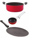Nirlon Kitchen Accessories for Cooking Non Stick Aluminium cookware Set, 3 Pieces...