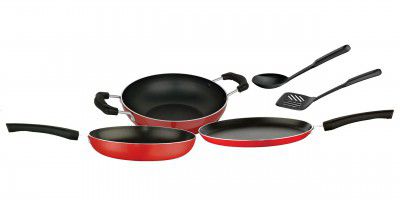 Nirlon Kitchen Accessories for Cooking Non Stick Aluminium 5 Pieces cookware Set (NR55408)
