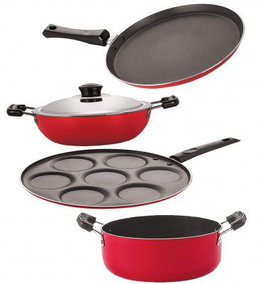Nirlon Kitchen Pots & Pans Premium Quality Non Stick Cookware Set of 4 Pieces (FT13_DKD(B)_UP7_CS24)
