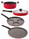 Nirlon Kitchenware Pots and Pan 3 Layer Superior Coating Combo Set of 4 | (FP12_UP4_ST11_CS24)...