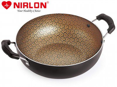 Nirlon Majesty Dishwasher Safe Aluminum Non Stick Deep Kadhai 22cm-2.25 Liter(Compatible with All Gas & stovetops Only)