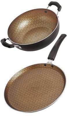 Nirlon Majesty Non Induction Base Non Stick Aluminium 2 Piece Pots and Pan Set 