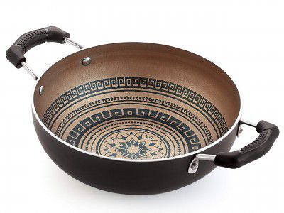 Nirlon Mandala Aluminum Non Stick Deep Deep Kadhai with Soft Touch Handle 22cm/2.25 Liter(Compatible with All Gas & stovetops Only)
