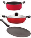 Nirlon Non-Stick 3 Piece Aluminium Gas Compatible Odor Free Kitchen Essential Combo Set...