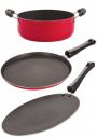 Nirlon Non-Stick Aluminium 3 Layer Coated Gas Compatible Durable Cookware Combo Set Offer...