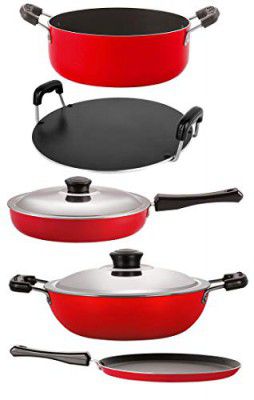 Nirlon Non-Stick Aluminium Flat Base Gas Compatible 5 Piece Kitchen Essential Combo Set Offer