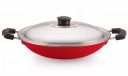 Nirlon Non Stick Aluminium Gas Compatible Appa Chatti/Appam Pan/kallu with Steel Lid 22.5cm - 1 LTR(26mm_Classic_AC)...