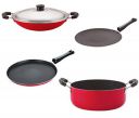 Nirlon Non Stick Aluminium Heat Resistance Cookware Set of 4 Pieces With Bakelite Handle (2.6Mm_Ct_Chatti_Cass22_Ft12)...