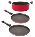 Nirlon Non-Stick Aluminium Heat Resistance Cookware Set of 3 Pieces with Bakelite Handle (FT10_FT11_CS24)...