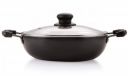 NIRLON Non-Stick Aluminium Induction & Gas Compatible Cookware Deep Kadhai with Glass Lid, 22cm- 2.25 Liter, Black...