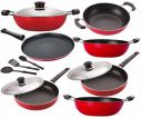 Nirlon Non Stick Aluminium Pfoa Free Non-Toxic Durable Kitchenware Set of10 Pieces (2.6mm DKD(J) FP12 FP13 KD11 KD12 KD13 FT12 3spoon)...