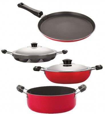 Nirlon Non Stick Aluminium Pfoa Free Non-Toxic Durable Kitchenware Set of 4 Pieces 