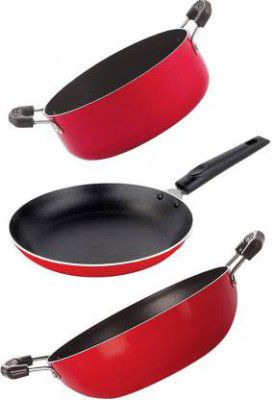 NIRLON Non-Stick BPA Free Non-Toxic Healthy Kitchen Cooking Essential (Aluminium, Stainless Steel, 3 - Piece)