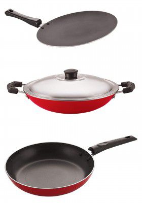 Nirlon Non Stick Coated Heat Resistance Pfoa Free Aluminium Cookware Utencil Gift Set of 3 Pieces (2.6mm_CT11_AC_TP24)