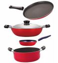 Nirlon Non Stick Coated Heat Resistance Pfoa Free Aluminium Kitchenware Gift Set of 4 Pieces (FT13_DKD(J)_CVG_CS24)...